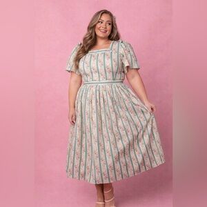 Ivy City Co. Sonnet Midi Dress in Vintage Rose - Size 14 Wedding Guest Dress